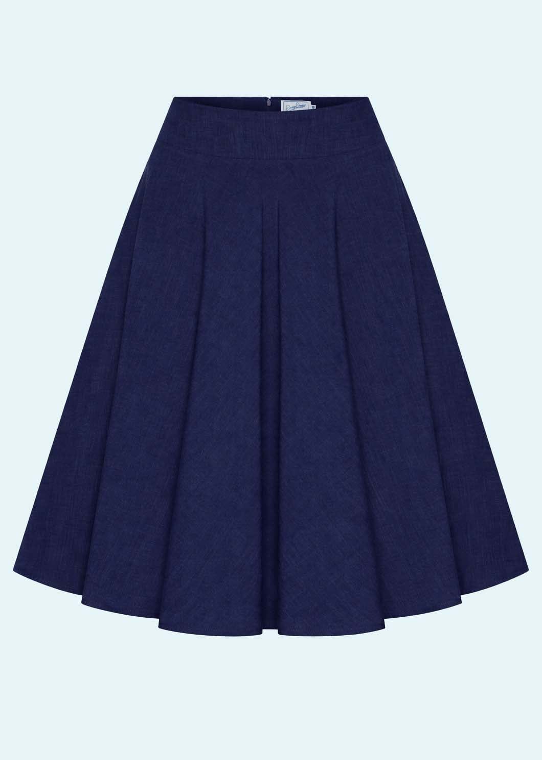 1950'er stils swingnederdel - navy linen swing nederdel Daisy Dapper 
