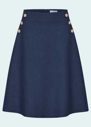 A-line nederdel med knapper - blå denimlook aline nederdel Daisy Dapper 