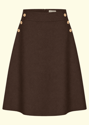 A-line nederdel med knapper - brun aline nederdel Daisy Dapper 
