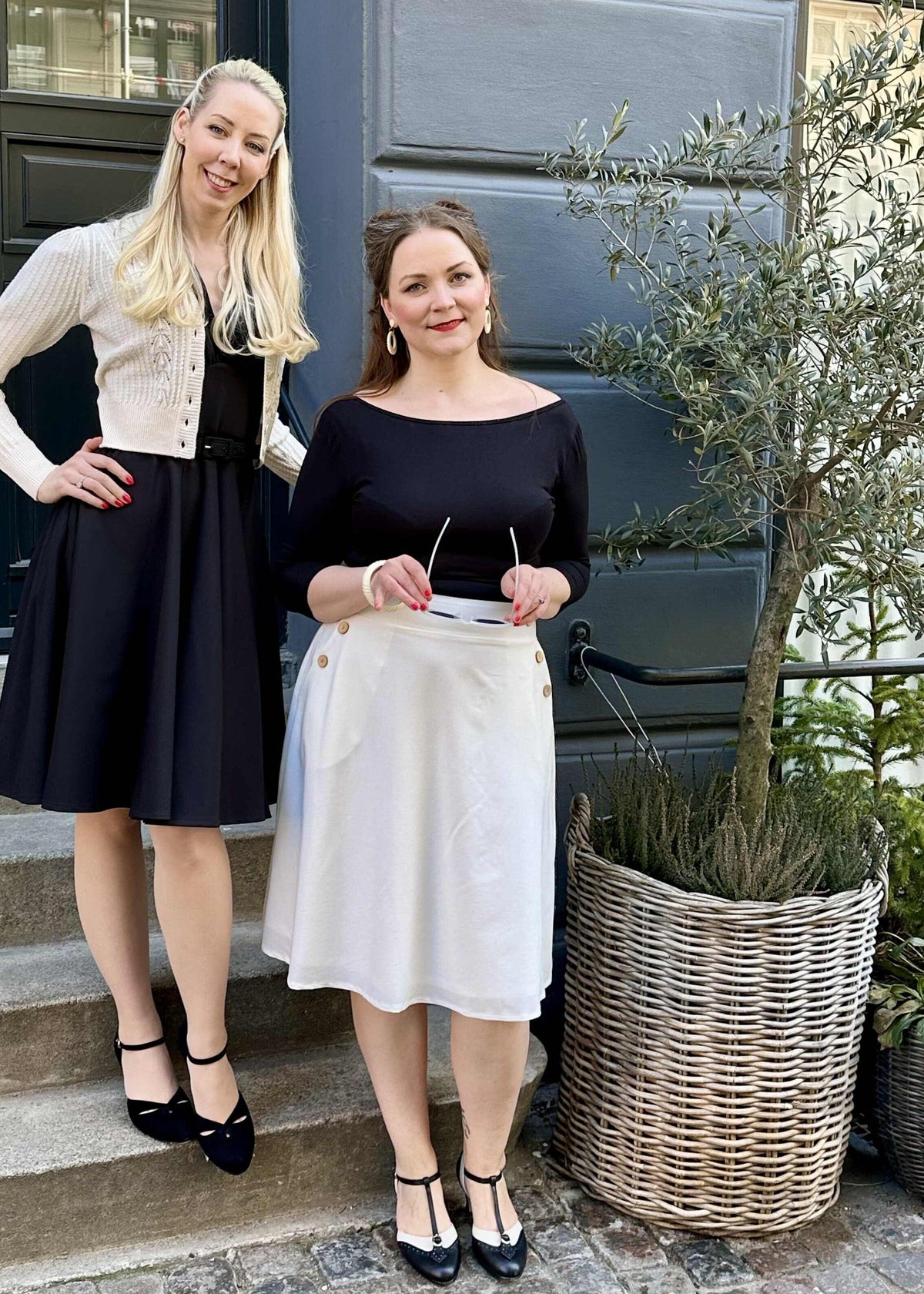 A-line nederdel med knapper i råhvid aline nederdel Daisy Dapper 