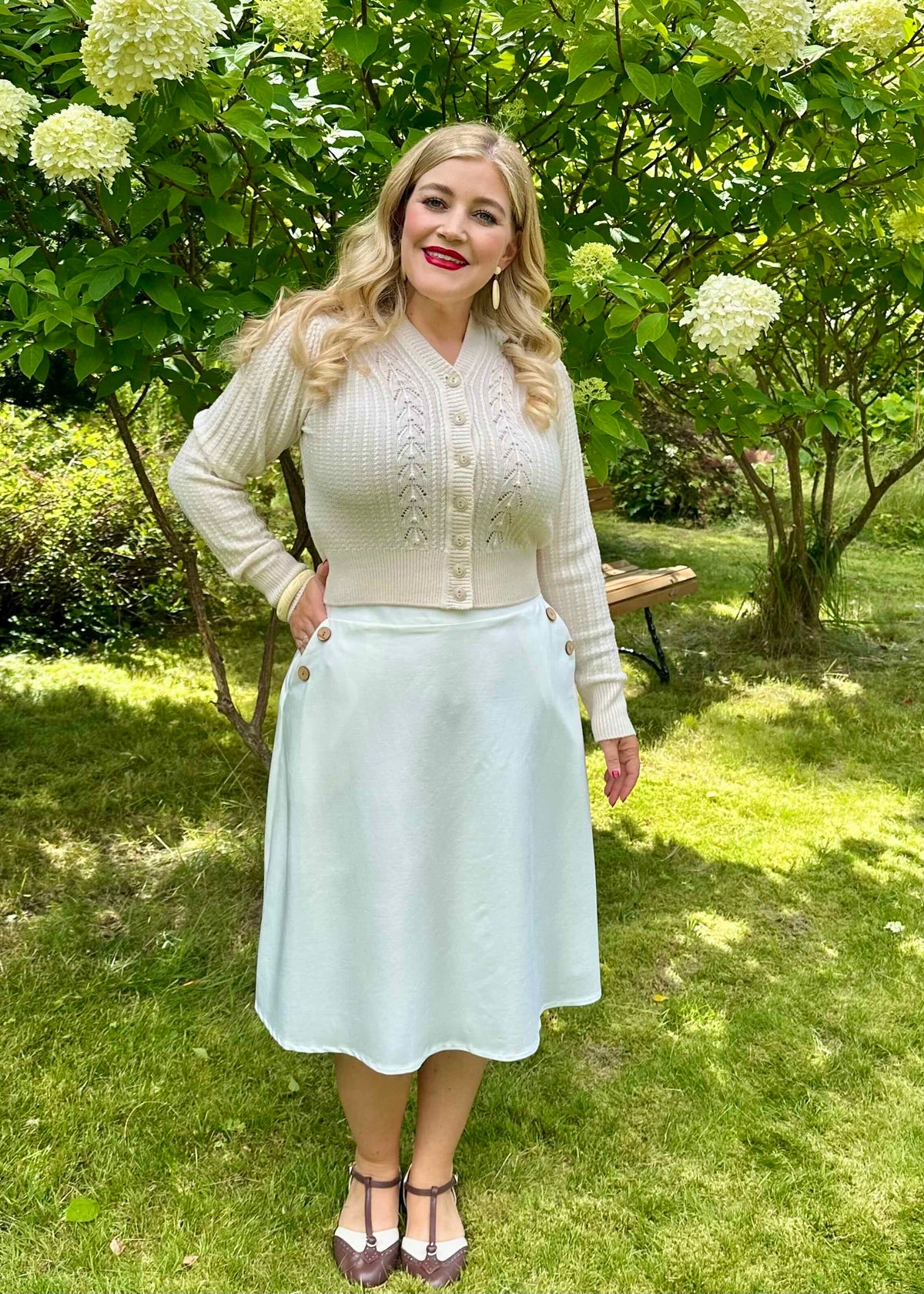 A-line nederdel med knapper i råhvid aline nederdel Daisy Dapper 