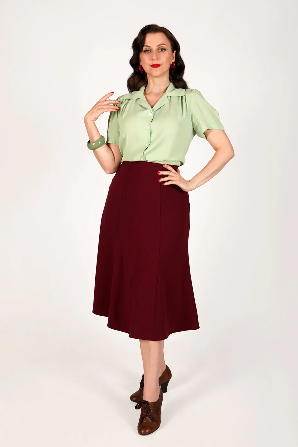 Bette Midi nederdel i bordeaux aline nederdel Weekend Doll 
