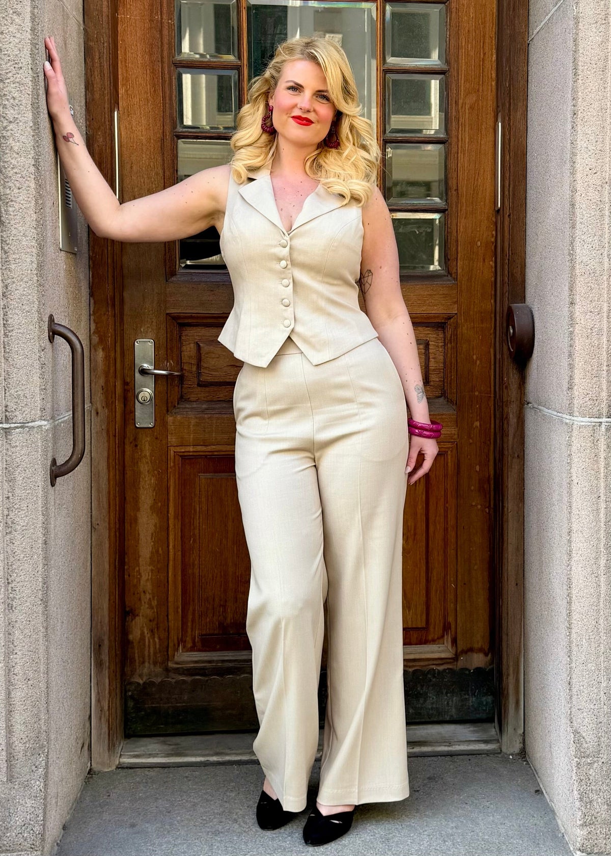 Billie højtaljede bukser - beige bukser Daisy Dapper 