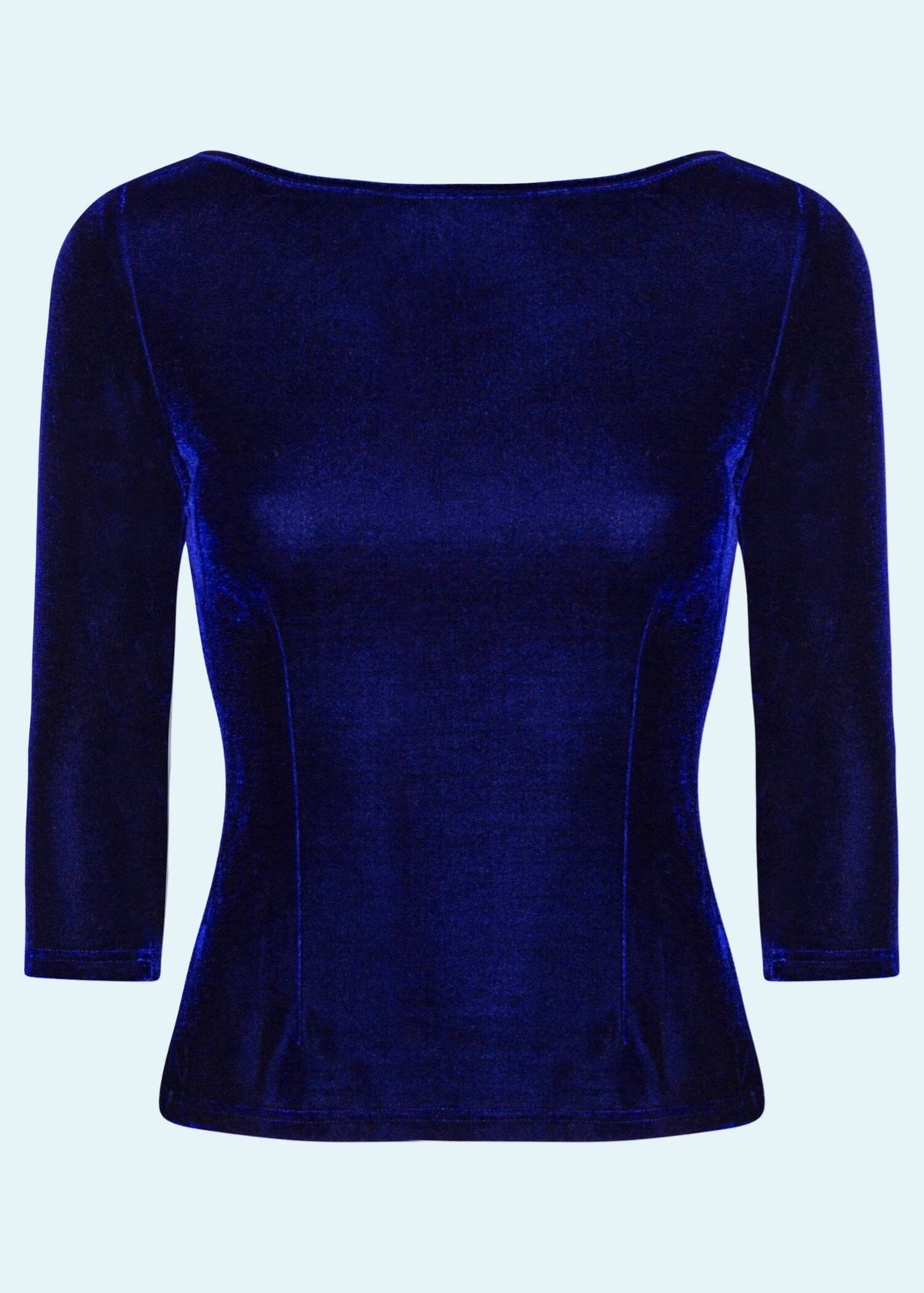 Boatneck vendbar top i blå velour jersey top Daisy Dapper 
