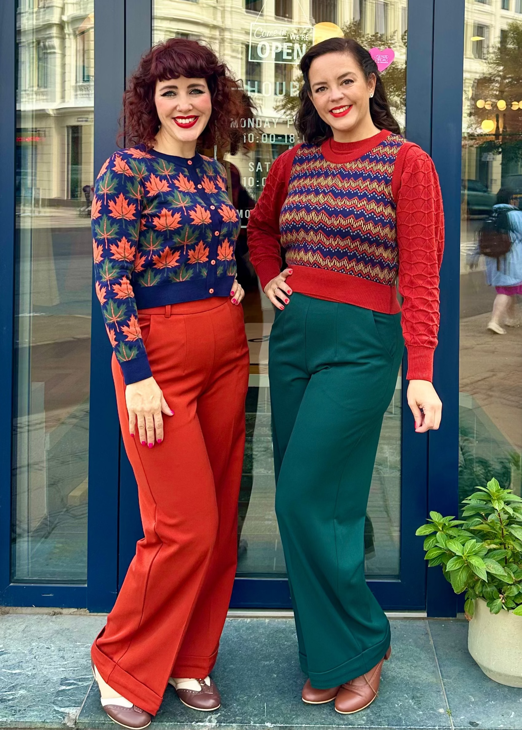 Clara Top, Rust Pointelle cardigan Palava 