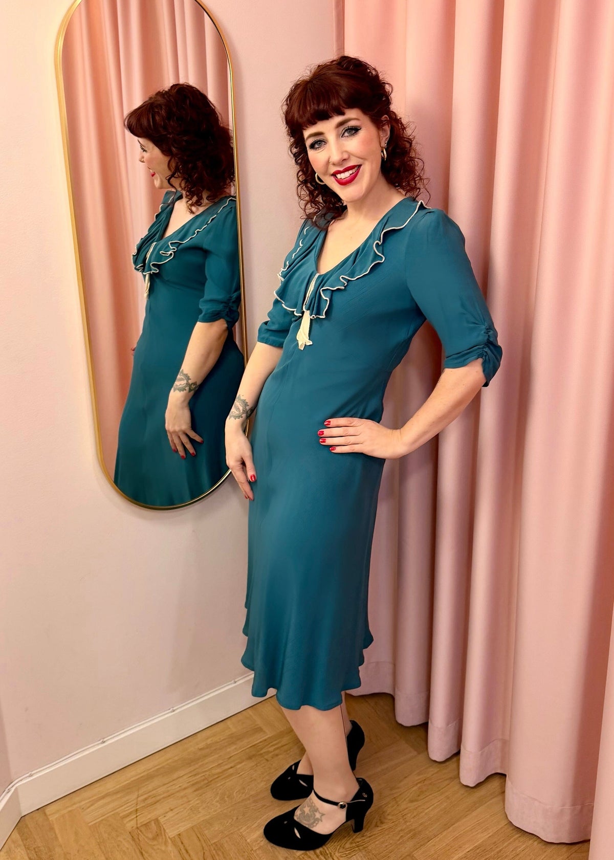 Cora bias-cut 1930'er kjole - teal aline kjole House of Foxy 
