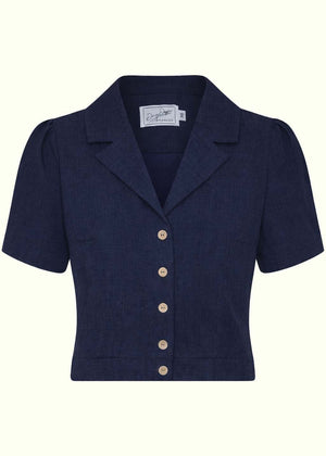 Daisy kortærmet skjorte - navy linen kortærmet skjorte Daisy Dapper 