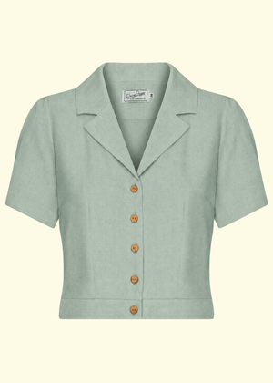 Daisy kortærmet skjorte - salvie grøn linen Kortærmet skjorte Daisy Dapper 