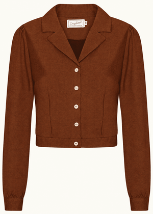 Daisy langærmet skjorte - cognac linen look langærmet skjorte Daisy Dapper 
