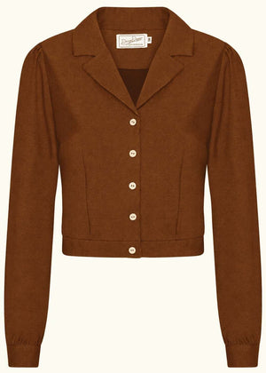 Daisy langærmet skjorte - cognac linen look langærmet skjorte Daisy Dapper 