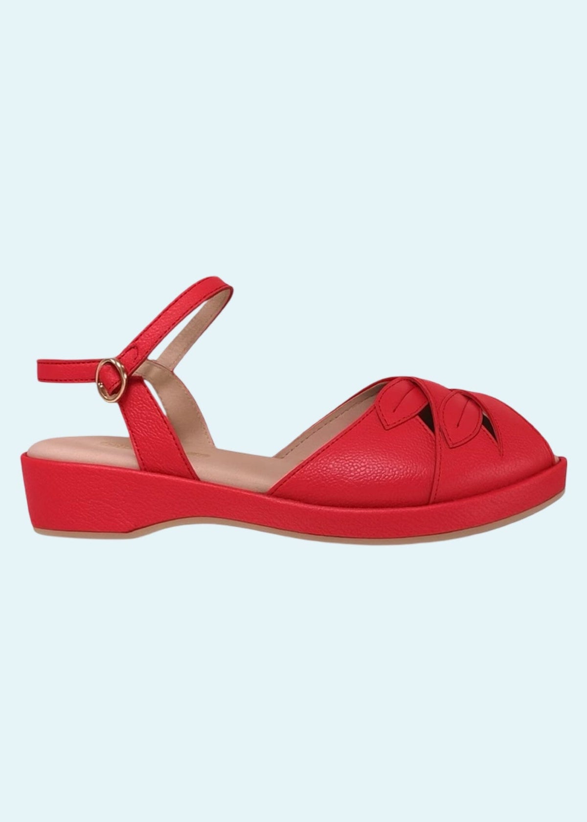 Elba rød wedge sandal med bladmønster sko Charlie Stone 