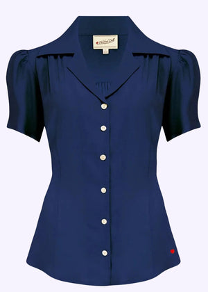 Gene kortærmet skjorte - navy blå kortærmet skjorte Weekend Doll 