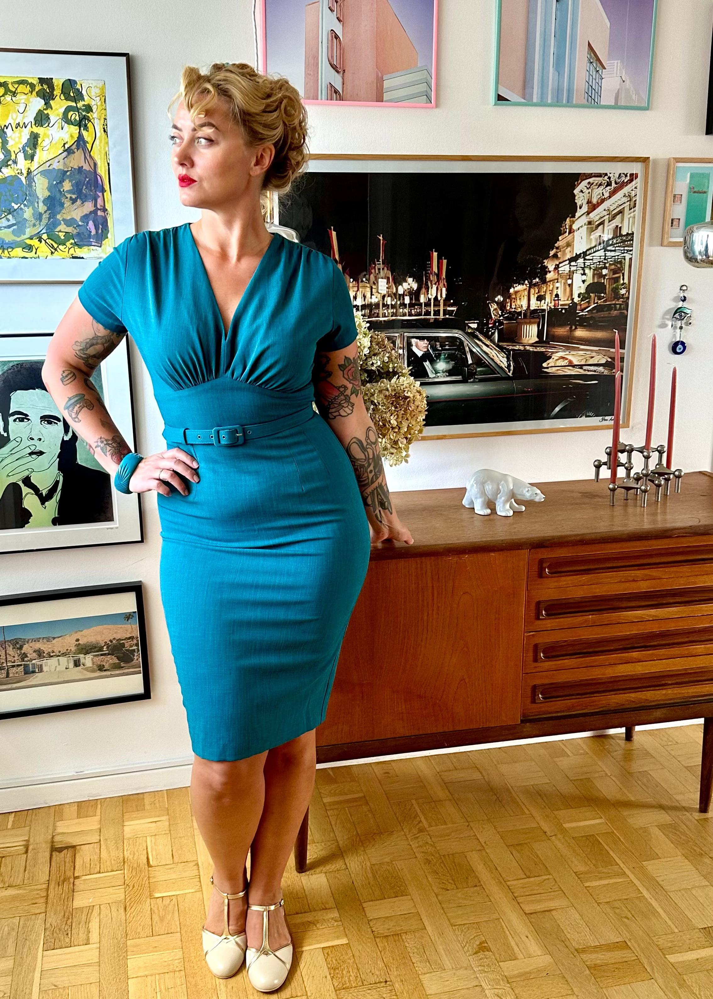 Holly pencilkjole i teal blå Kjoler Daisy Dapper 