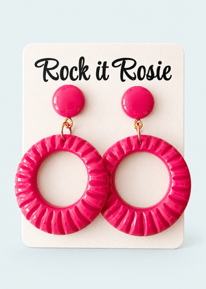 Hoop øreringe i 1950'er stil med mønster - pink øreringe Rock It Rosie 