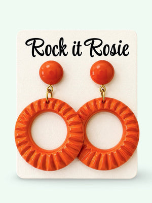 Hoop øreringe i 1950'er stil med mønster - rust øreringe Rock It Rosie 
