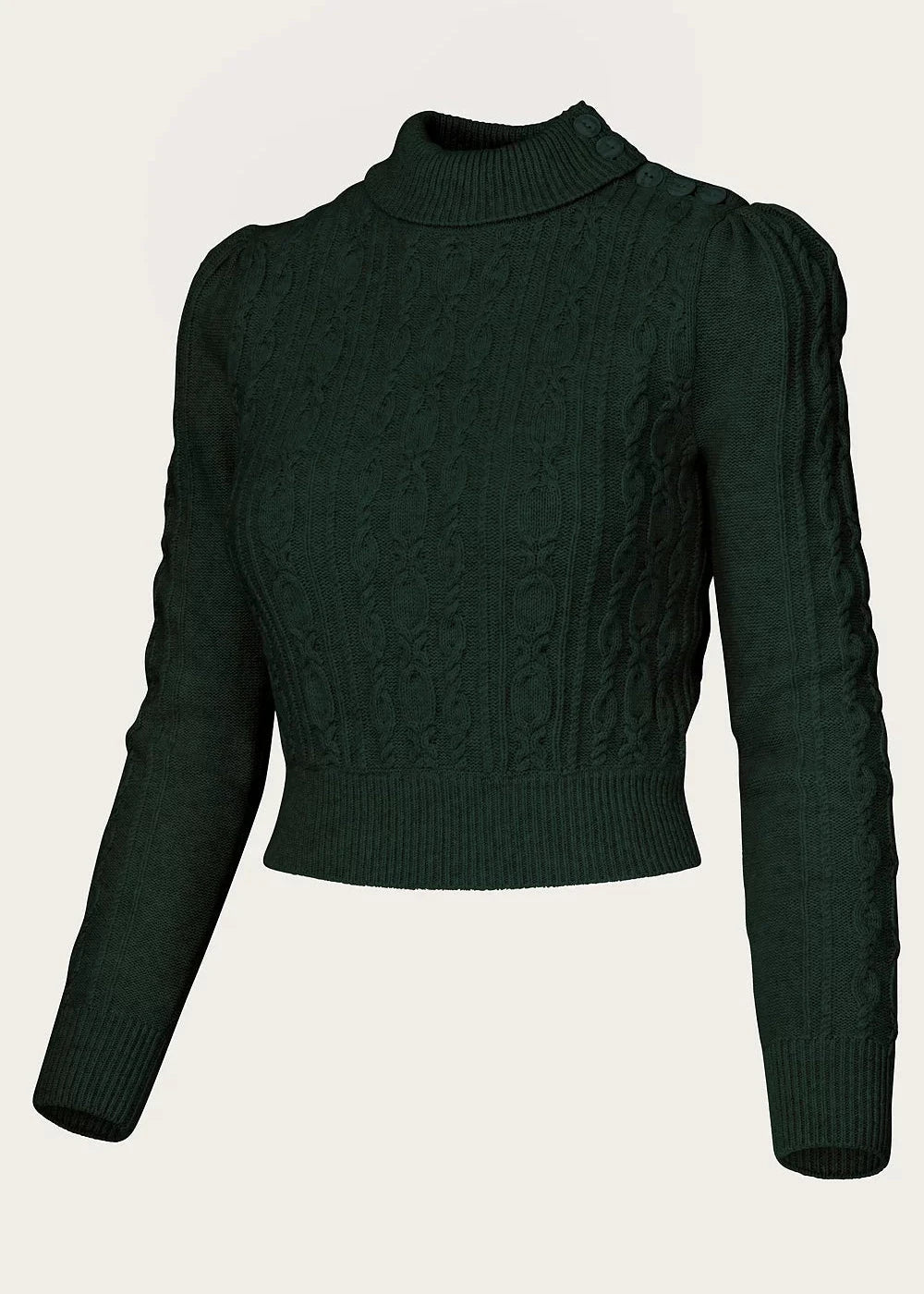 Ice Skater Sweater i 'hunter green' merinould og cashmere bluse Emmy Design 