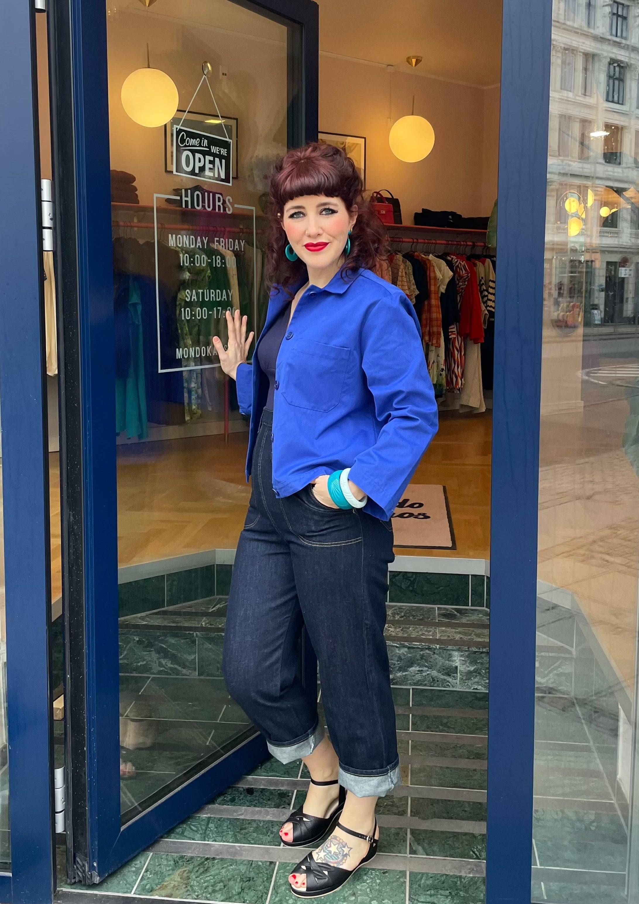 Jeanies Pedal-Pusher jeans i højtaljet 50'er look tøj Freddies Of Pinewood 