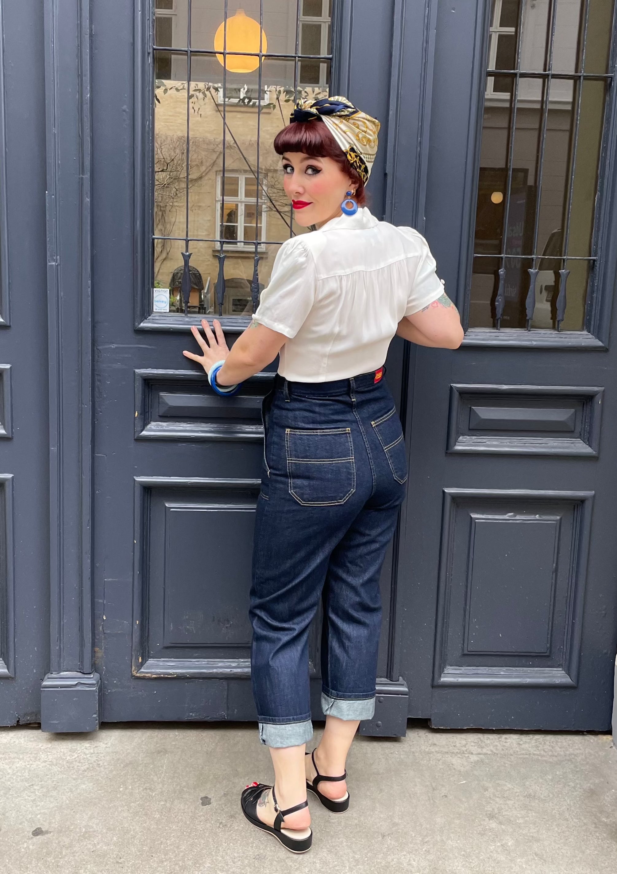 Jeanies Pedal-Pusher jeans i højtaljet 50'er look tøj Freddies Of Pinewood 