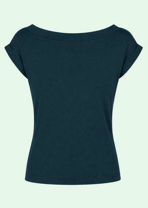 Kortærmet vendbar boatneck top - flaske grøn jersey top Daisy Dapper 