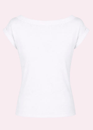 Kortærmet vendbar boatneck top - hvid jersey top Daisy Dapper 