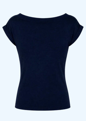 Kortærmet vendbar boatneck top - navy jersey top Daisy Dapper 
