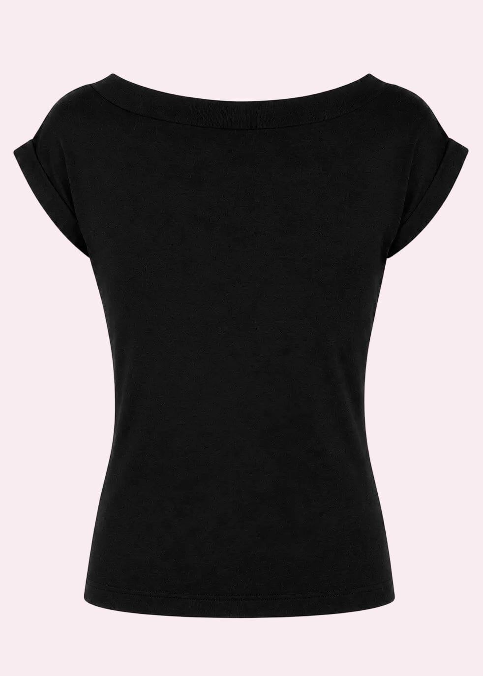 Kortærmet vendbar boatneck top - sort jersey top Daisy Dapper 
