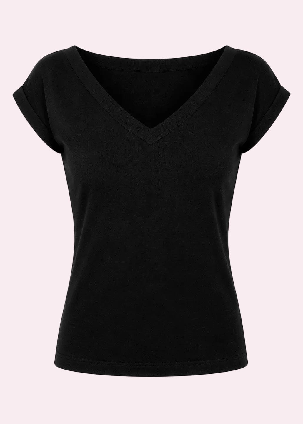Kortærmet vendbar boatneck top - sort jersey top Daisy Dapper 