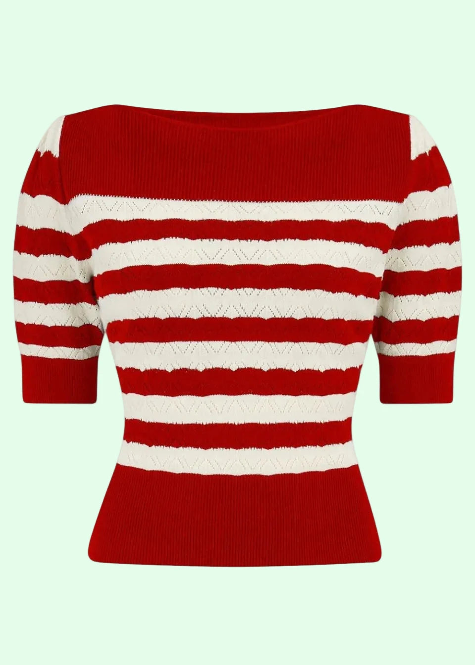 Lana strikbluse - Rød/ ivory top Weekend Doll 