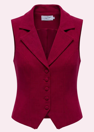 Marlene vest - berry linen look vest Daisy Dapper 