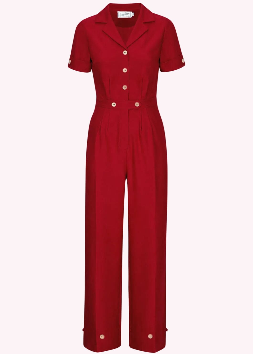Maxine buksedragt med korte ærmer - rød linen look buksedragt Daisy Dapper 