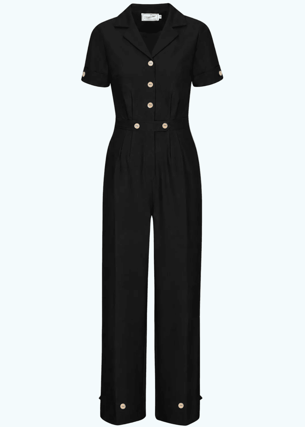 Maxine buksedragt med korte ærmer - sort linen look buksedragt Daisy Dapper 