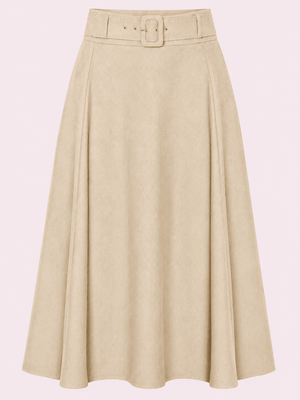 Midi skirt med bælte - sand midi nederdel Daisy Dapper 