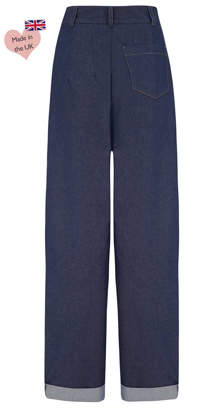 Monroe højtaljede denim bukser i navy bukser Weekend Doll 