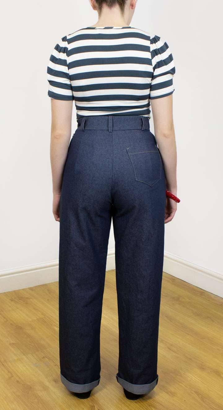 Monroe højtaljede denim bukser i navy bukser Weekend Doll 