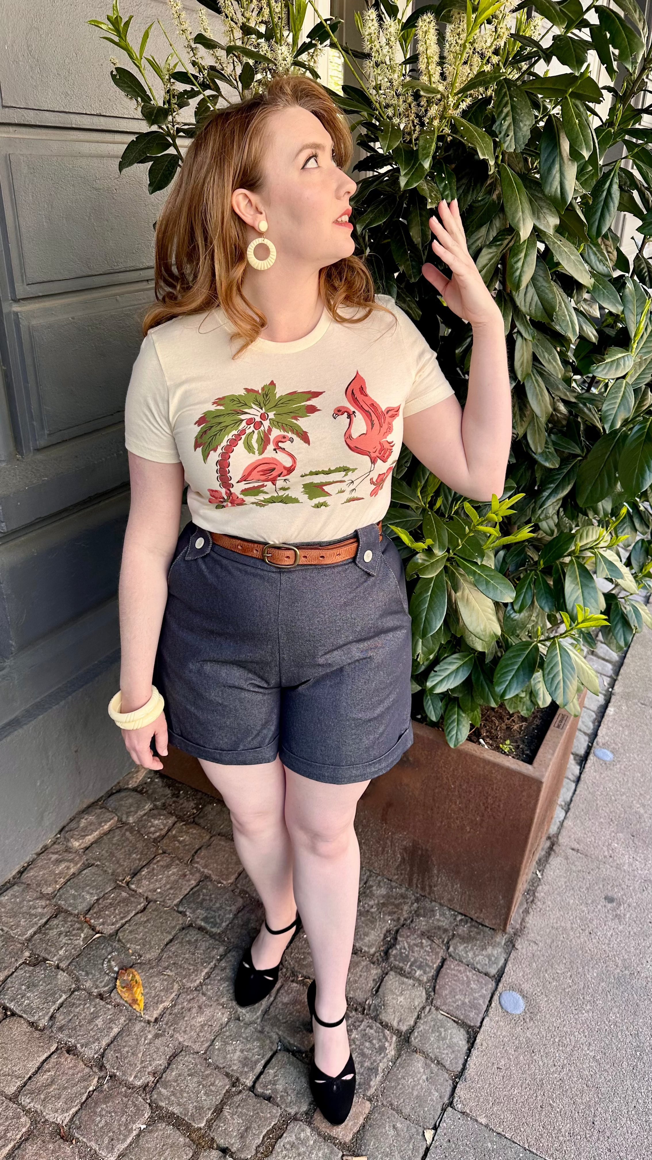 Monroe højtaljede denim shorts i blå Shorts Weekend Doll 