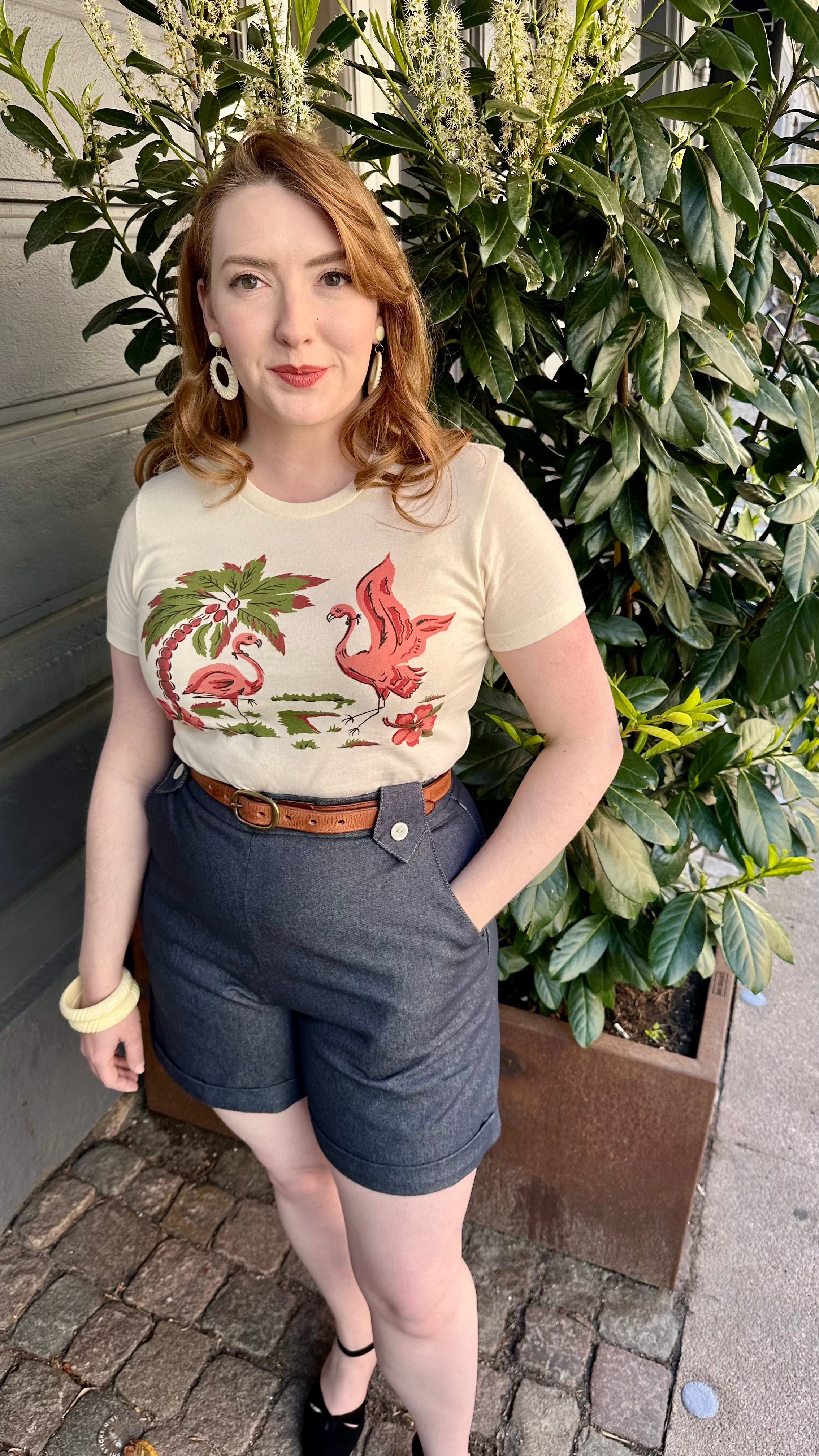 Monroe højtaljede denim shorts i blå Shorts Weekend Doll 