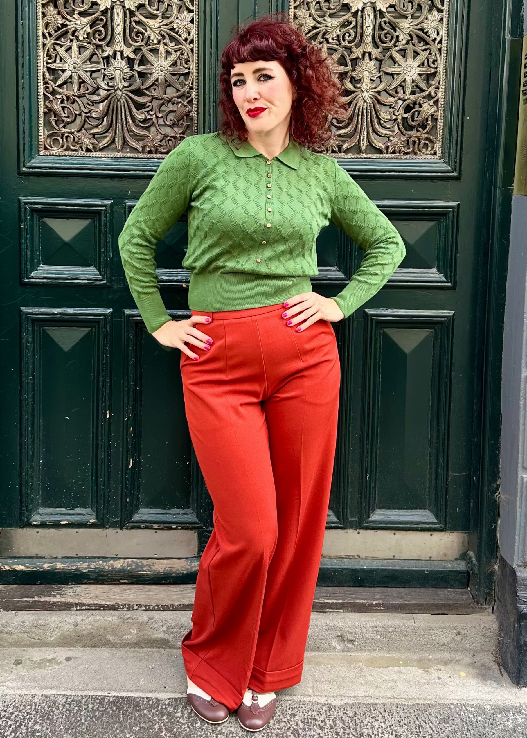 Rosie - Green Pointelle Top cardigan Palava 