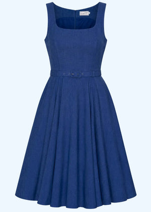 Rosie swingkjole med brede stropper - denimlook swing kjole Daisy Dapper 