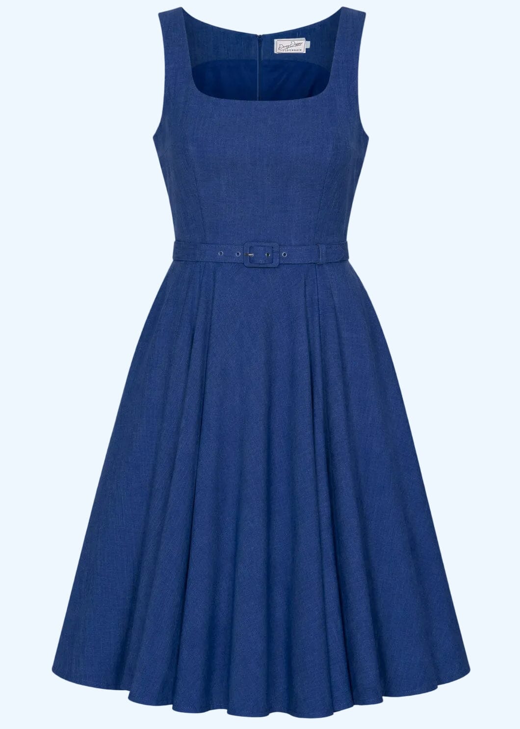 Rosie swingkjole med brede stropper - denimlook swing kjole Daisy Dapper 
