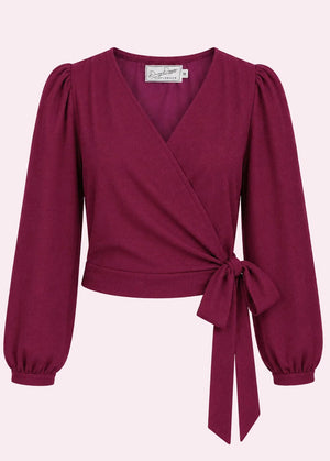 Slåom bluse med 3/4 lange ærmer - berry linen look slåom bluse Daisy Dapper 