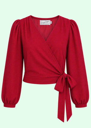 Slåom bluse med 3/4 lange ærmer - rød linen look slåom bluse Daisy Dapper 