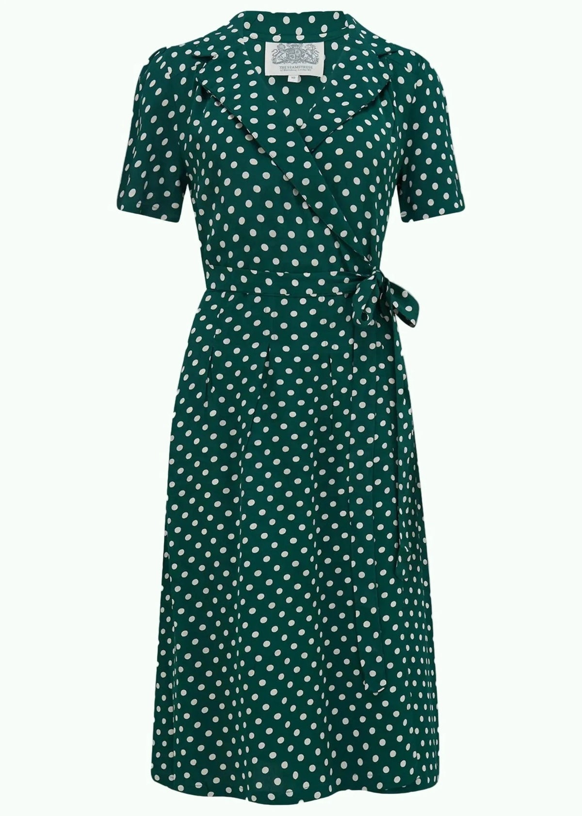 Slåom kjole i vintage stil - grøn med prikker slåom kjole Seamstress Of Bloomsbury 