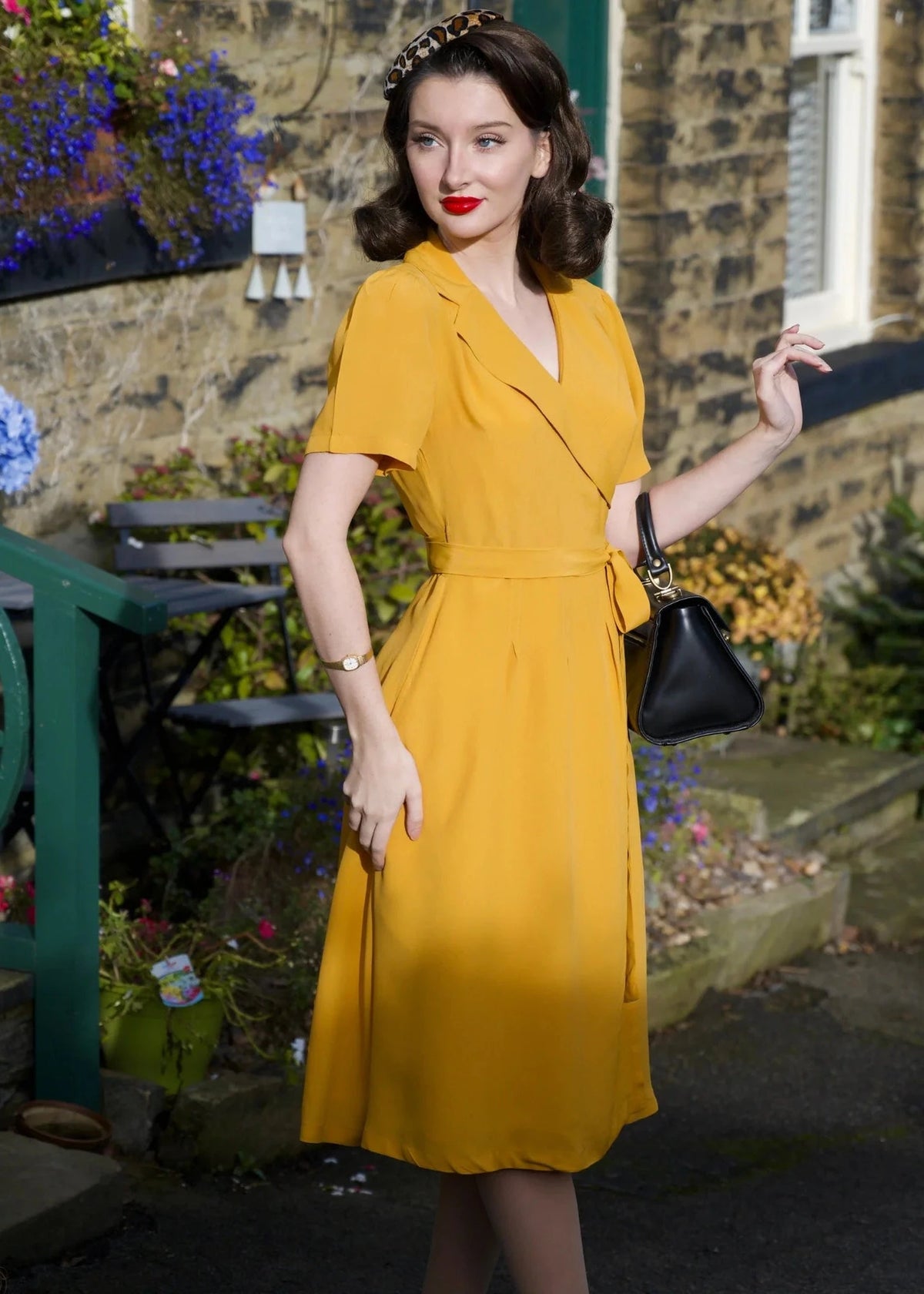 Slåom kjole i vintage stil - mustard slåom kjole Seamstress Of Bloomsbury 