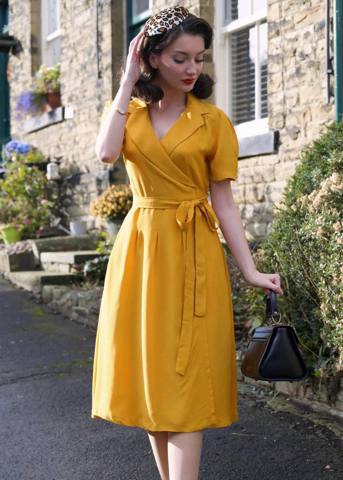 Slåom kjole i vintage stil - mustard slåom kjole Seamstress Of Bloomsbury 