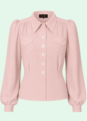 Sweetheart vintage stils skjorte - rosa langærmet skjorte House of Foxy 