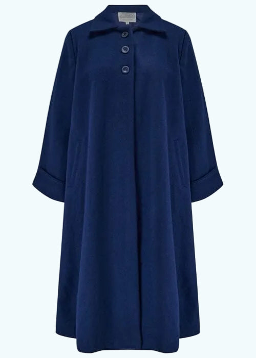 Swing frakke i navy uld frakke Seamstress Of Bloomsbury 
