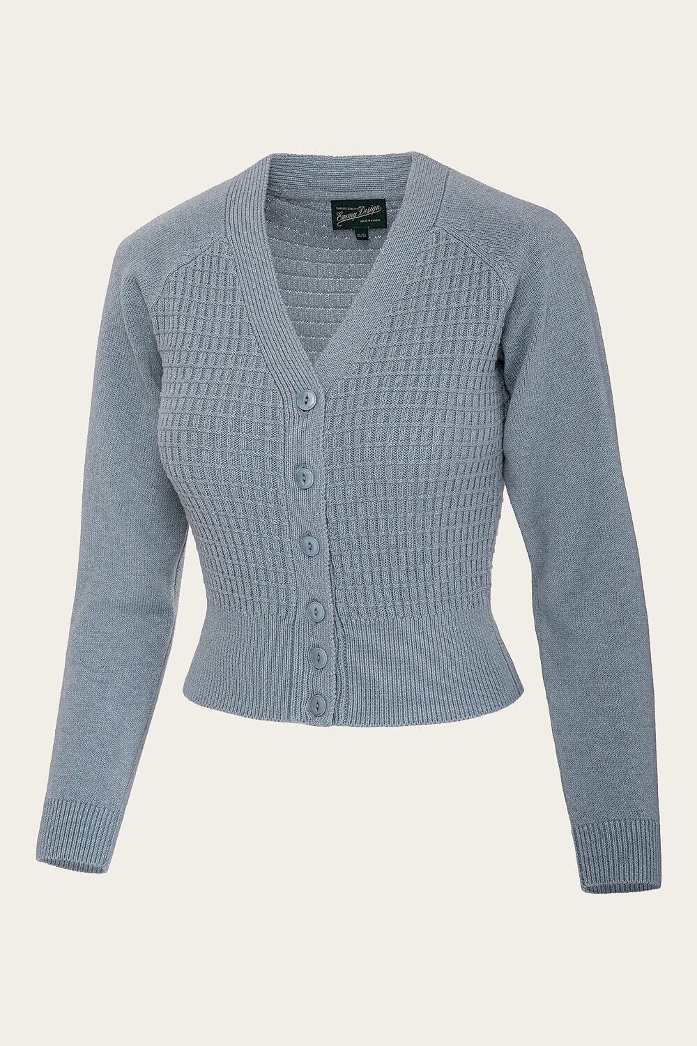 The Cable Knit College Cardigan - Støvet blå cardigan Emmy Design 