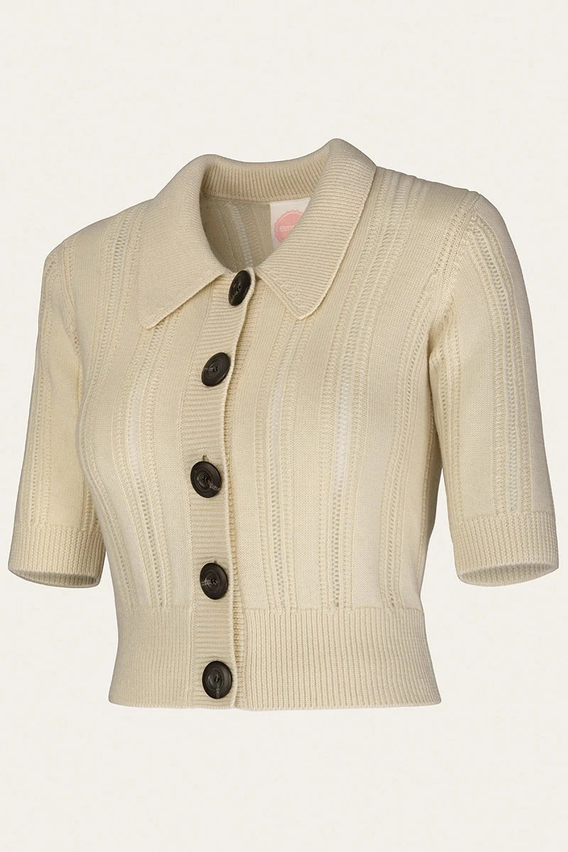 The Contrast Cardigan i råhvid strik Emmy Design 