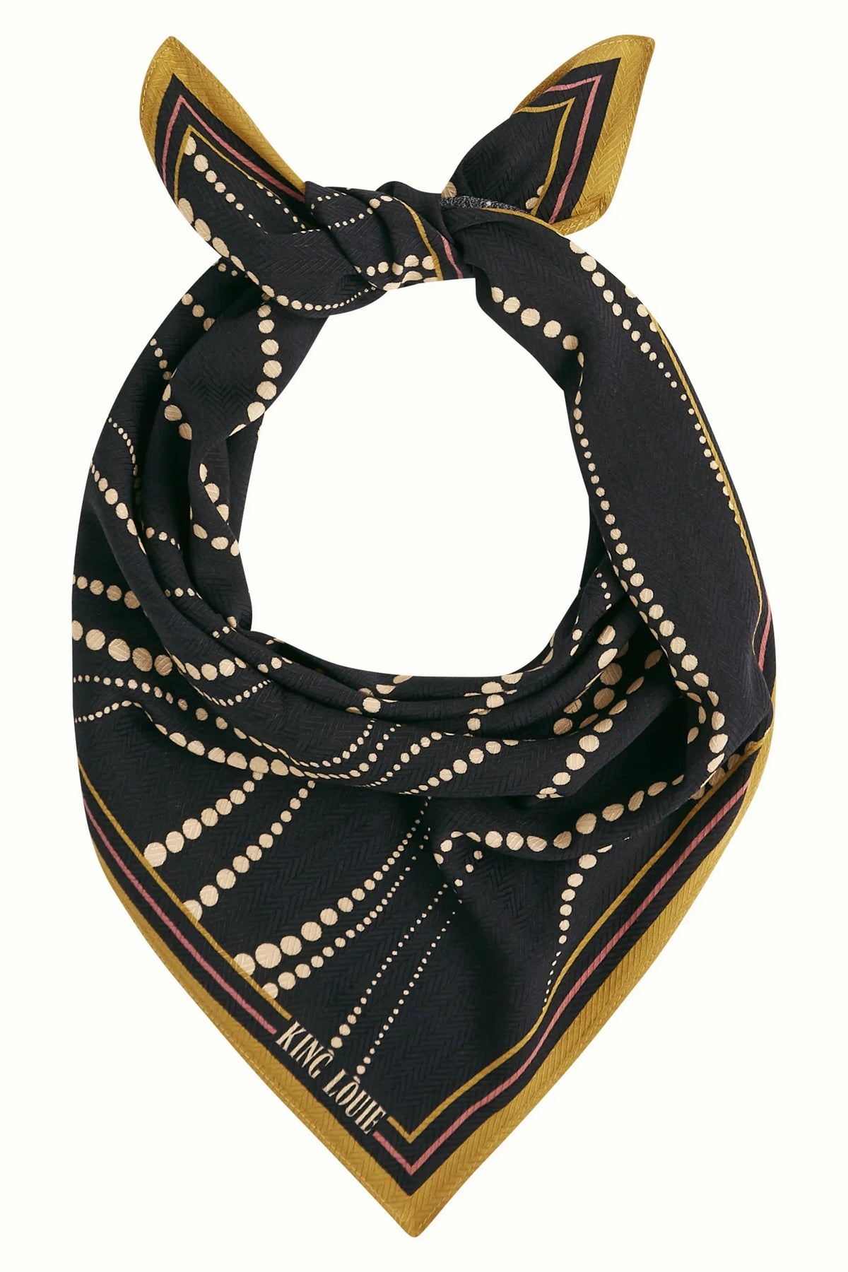 Twirl tørklæde i sort med et grafisk prik mønster Accessories King Louie 