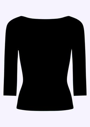 Vendbar Boatneck top i sort - deluxe tøj Daisy Dapper 